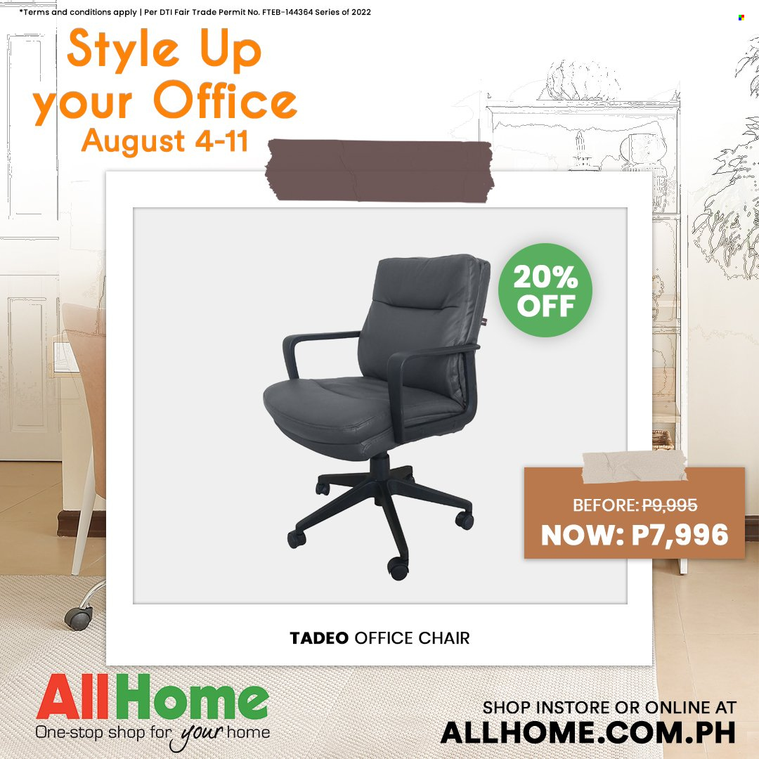 thumbnail - AllHome offer  - 4.8.2022 - 11.8.2022 - Sales products - chair, office chair. Page 9.