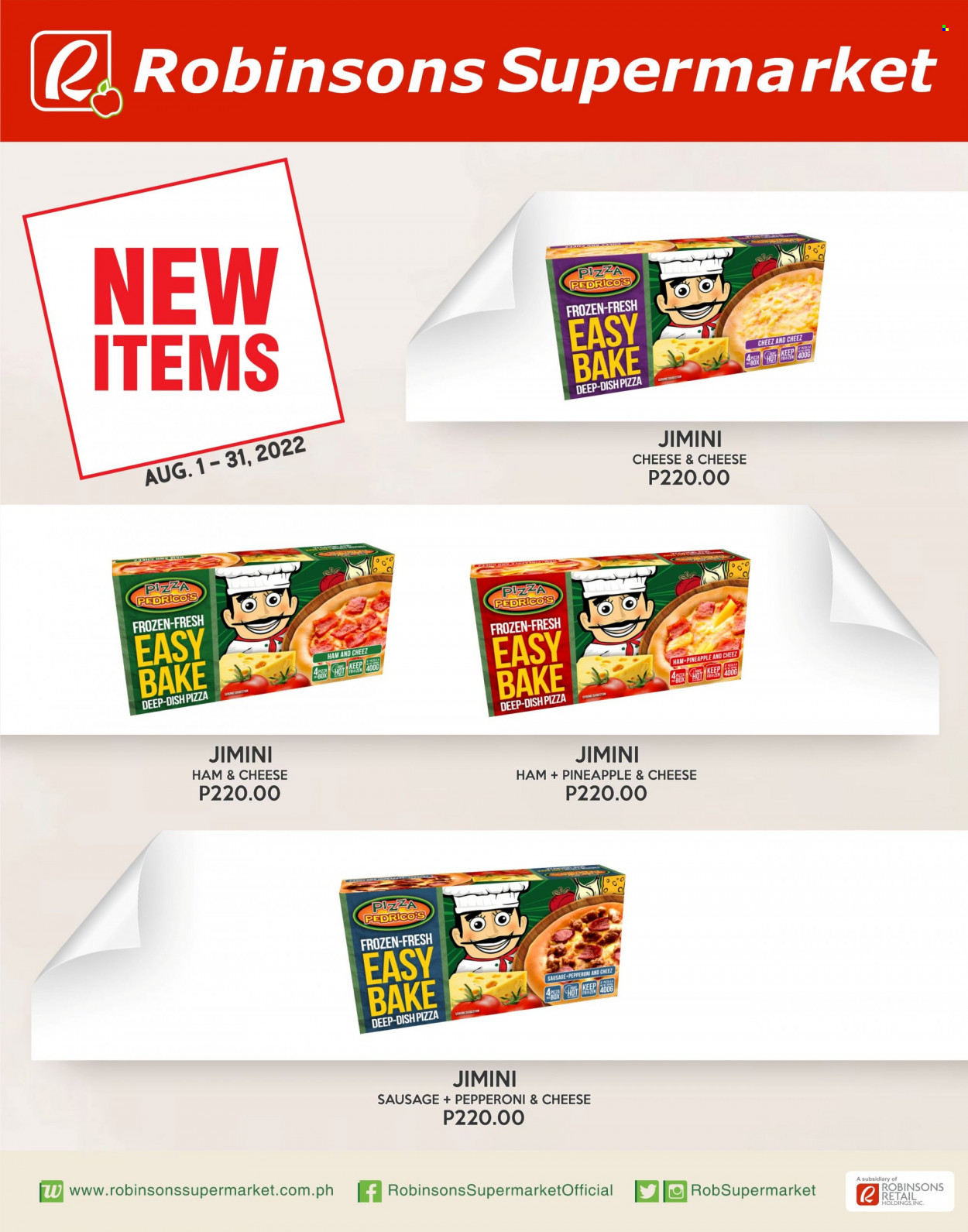 thumbnail - Robinsons Supermarket offer  - 1.8.2022 - 31.8.2022 - Sales products - pizza, ham, sausage. Page 1.