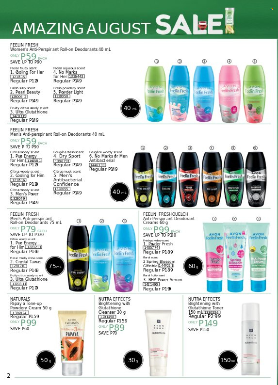 thumbnail - Avon offer  - 20.8.2022 - 31.8.2022 - Sales products - Avon, cleanser, serum, toner, Nutra Effects, anti-perspirant, roll-on, deodorant. Page 2.