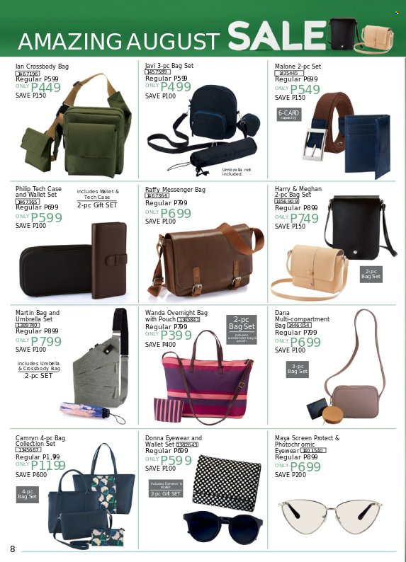 thumbnail - Avon offer  - 20.8.2022 - 31.8.2022 - Sales products - gift set, cross body bag, wallet, umbrella. Page 8.