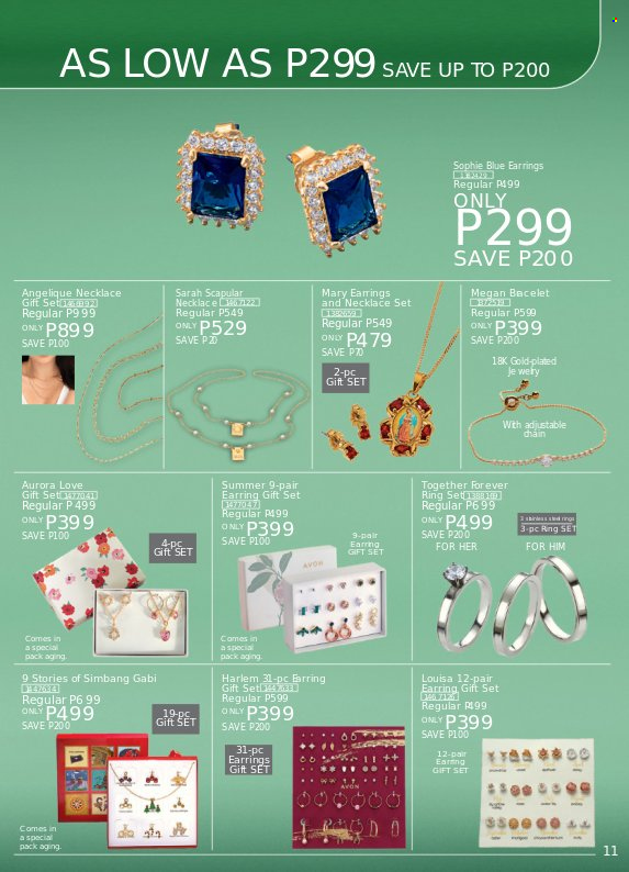 thumbnail - Avon offer  - 20.8.2022 - 31.8.2022 - Sales products - Avon, gift set, earrings, necklace. Page 11.