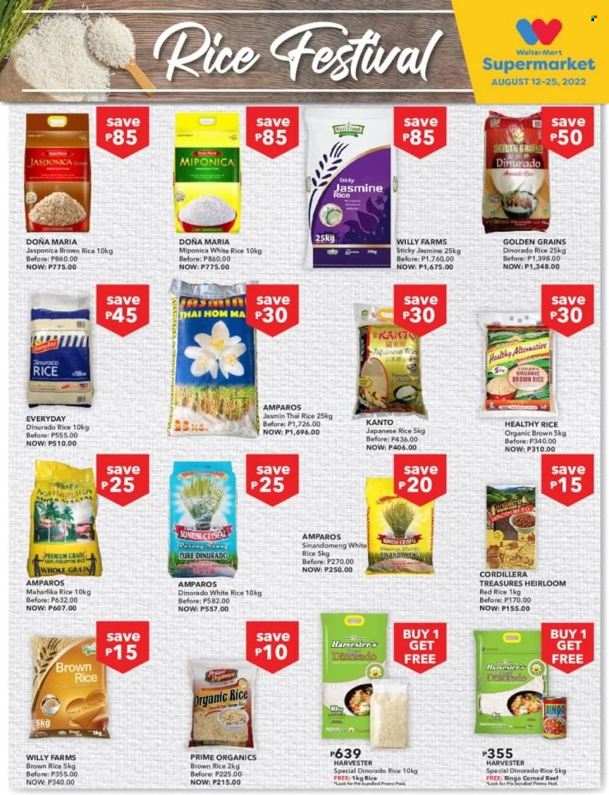 thumbnail - Walter Mart offer  - 12.8.2022 - 25.8.2022 - Sales products - corned beef, brown rice, white rice, beef meat. Page 5.