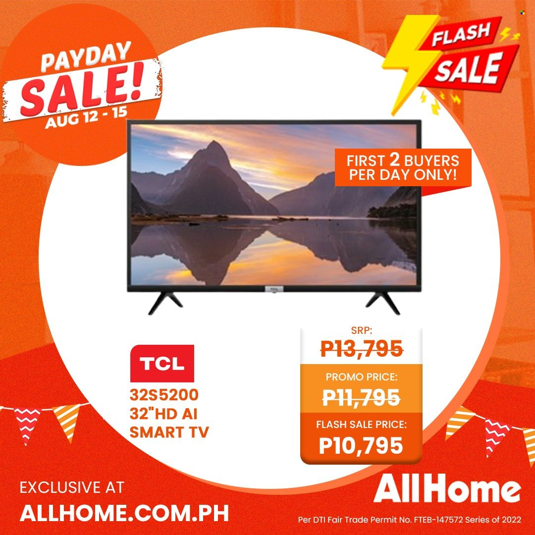 thumbnail - AllHome offer  - 12.8.2022 - 15.8.2022 - Sales products - TCL, smart tv, TV. Page 5.