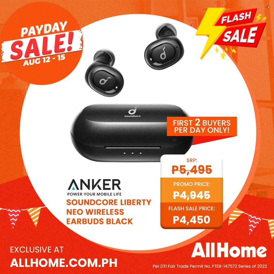 thumbnail - AllHome offer  - 12.8.2022 - 15.8.2022 - Sales products - Anker, earbuds. Page 10.
