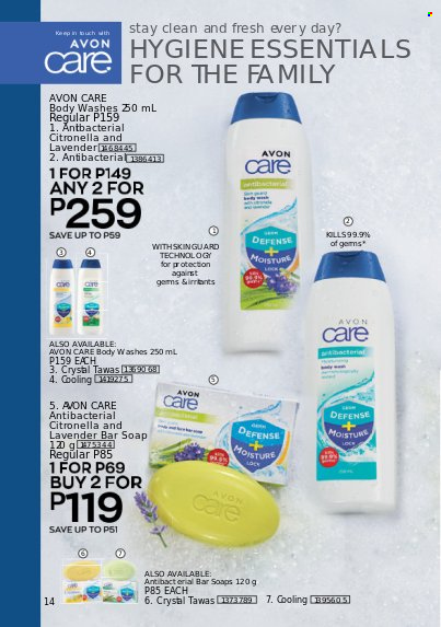 thumbnail - Avon offer  - 1.9.2022 - 30.9.2022 - Sales products - Avon, soap bar, soap. Page 14.