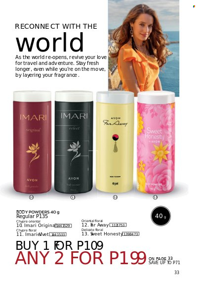 thumbnail - Avon offer  - 1.9.2022 - 30.9.2022 - Sales products - Avon, far away, fragrance, Imari. Page 33.