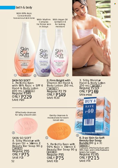 thumbnail - Avon offer  - 1.9.2022 - 30.9.2022 - Sales products - soap bar, soap, Skin So Soft, body lotion. Page 52.