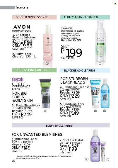 thumbnail - Avon offer  - 1.9.2022 - 30.9.2022 - Sales products - Avon, cleanser, toner, Nutra Effects. Page 70.