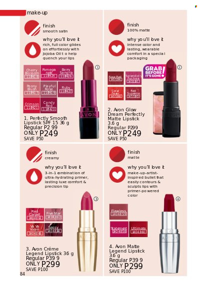 thumbnail - Avon offer  - 1.9.2022 - 30.9.2022 - Sales products - Voom, Avon, bag, lipstick, makeup. Page 84.