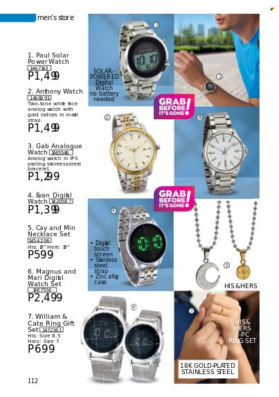 thumbnail - Avon offer  - 1.9.2022 - 30.9.2022 - Sales products - Ace, gift set, bracelet, necklace, watch. Page 112.