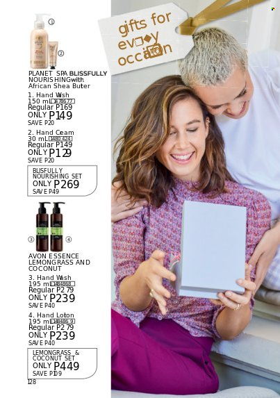 thumbnail - Avon offer  - 1.9.2022 - 30.9.2022 - Sales products - Planet Spa, Avon, hand wash. Page 128.