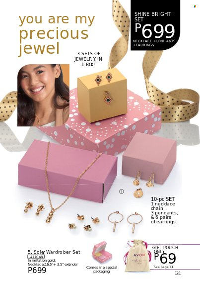thumbnail - Avon offer  - 1.9.2022 - 30.9.2022 - Sales products - Avon, earrings, necklace, pendant, jewelry. Page 131.
