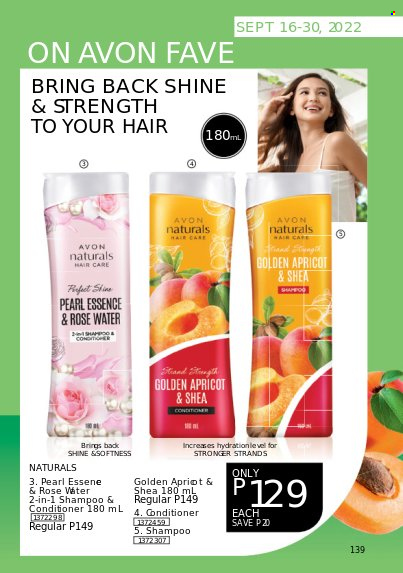 thumbnail - Avon offer  - 1.9.2022 - 30.9.2022 - Sales products - shampoo, Avon, conditioner. Page 139.