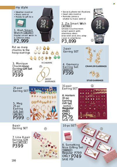 thumbnail - Avon offer  - 1.9.2022 - 30.9.2022 - Sales products - gift set, smart watch, bracelet, earrings. Page 186.