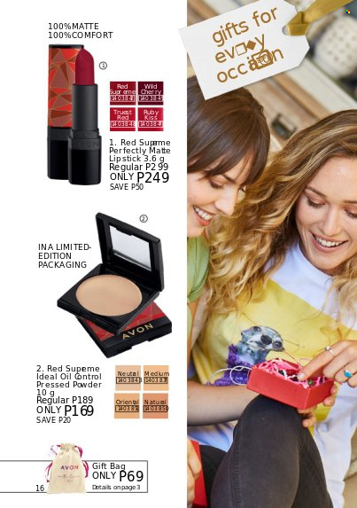 thumbnail - Avon offer  - Sales products - Avon, Trust, lipstick, face powder. Page 16.