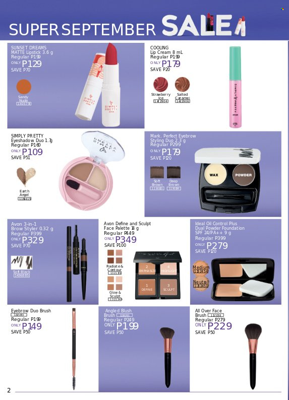 thumbnail - Avon offer  - 24.9.2022 - 30.9.2022 - Sales products - Avon, Palette, brush, eyeshadow, lipstick, contour, Blush Brush, face powder, powder foundation. Page 2.