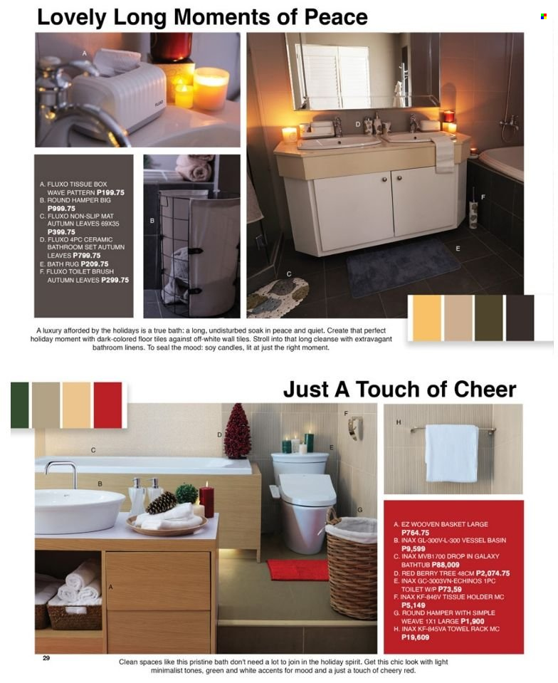 thumbnail - AllHome offer  - 3.9.2022 - 31.12.2022 - Sales products - bathtub, basket, holder, toilet brush, towel hanger, candle, linens, Moments, floor tile, rug. Page 48.