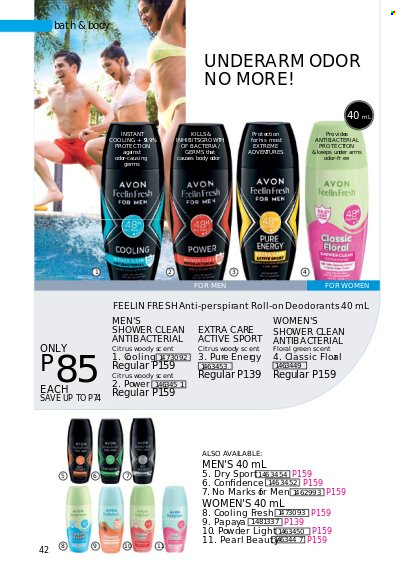 thumbnail - Avon offer  - 1.10.2022 - 31.10.2022 - Sales products - Avon, anti-perspirant, roll-on, deodorant. Page 42.