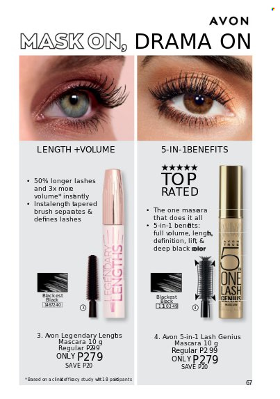 thumbnail - Avon offer  - 1.10.2022 - 31.10.2022 - Sales products - Avon, mascara. Page 67.