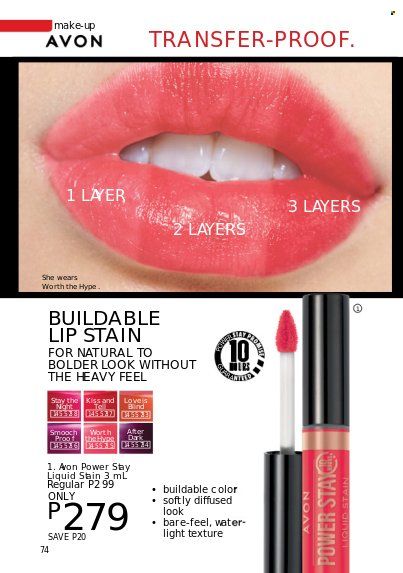 thumbnail - Avon offer  - 1.10.2022 - 31.10.2022 - Sales products - Avon, lip stain, makeup. Page 74.