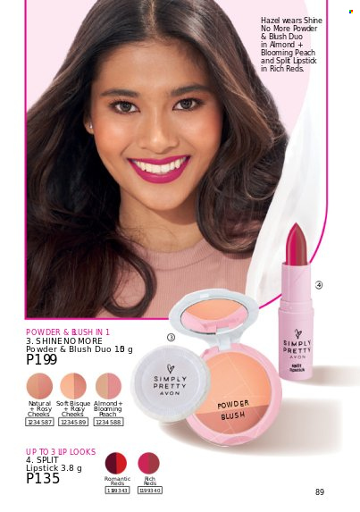 thumbnail - Avon offer  - 1.10.2022 - 31.10.2022 - Sales products - Avon, lipstick, powder blush. Page 89.