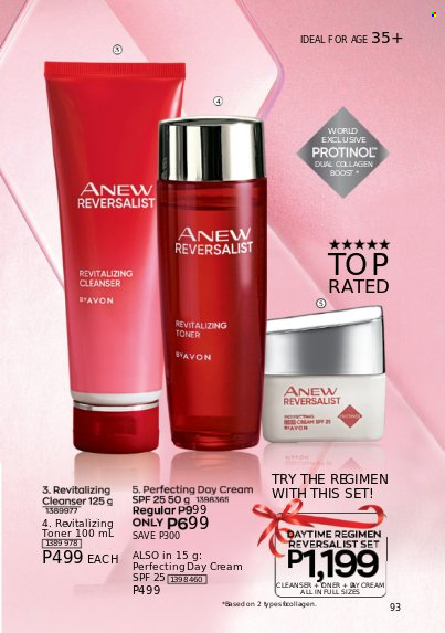thumbnail - Avon offer  - 1.10.2022 - 31.10.2022 - Sales products - Avon, Anew, cleanser, day cream, toner. Page 93.