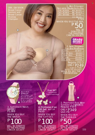 thumbnail - Avon offer  - 1.10.2022 - 31.10.2022 - Sales products - Avon, gift set, tumbler, earrings, watch, bra. Page 153.