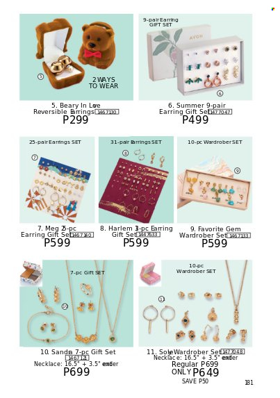 thumbnail - Avon offer  - 1.10.2022 - 31.10.2022 - Sales products - Avon, gift set, earrings, necklace. Page 181.