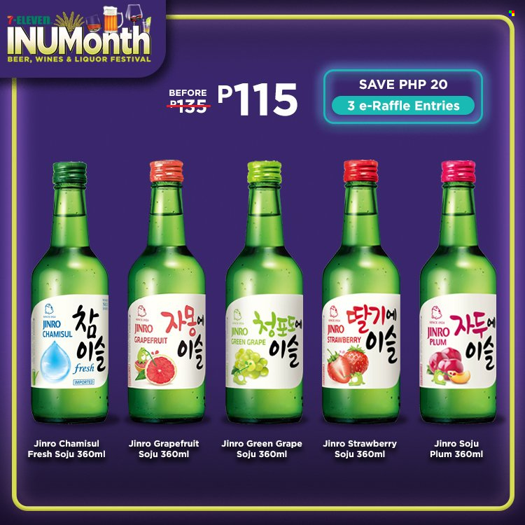 thumbnail - 7 Eleven offer  - 21.9.2022 - 1.11.2022 - Sales products - grapefruits, liquor, Soju, beer. Page 7.