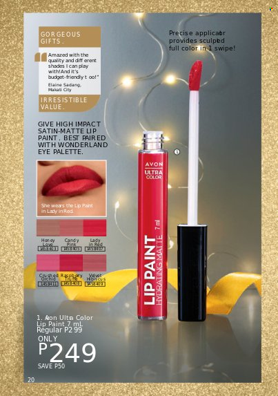 thumbnail - Avon offer  - 1.11.2022 - 30.11.2022 - Sales products - Avon, Palette, eye palette, lip paint, shades. Page 20.