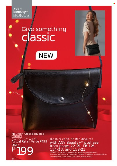 thumbnail - Avon offer  - 1.11.2022 - 30.11.2022 - Sales products - Avon, bag, cross body bag, watch, jewelry. Page 32.
