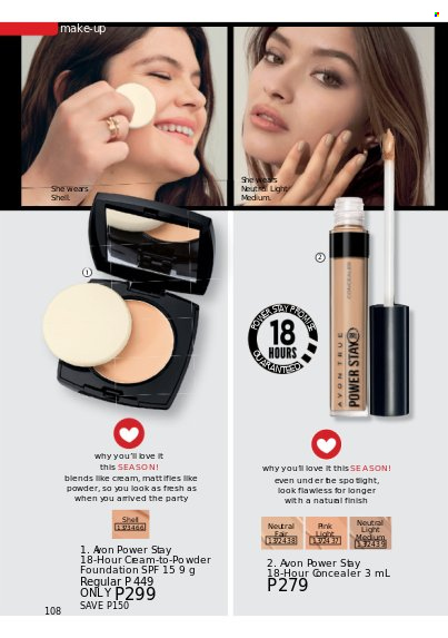 thumbnail - Avon offer  - 1.11.2022 - 30.11.2022 - Sales products - Avon, corrector, makeup, face powder, powder foundation. Page 108.