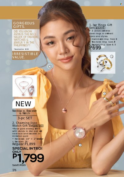 thumbnail - Avon offer  - 1.11.2022 - 30.11.2022 - Sales products - Avon, Dial, gift set, necklace, watch. Page 176.
