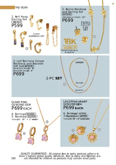 thumbnail - Avon offer  - 1.11.2022 - 30.11.2022 - Sales products - Avon, gift set, bracelet, earrings, necklace, watch, jewelry. Page 180.