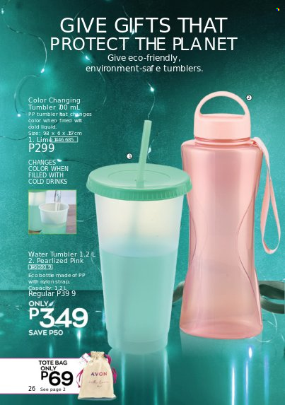 thumbnail - Avon offer  - 24.10.2022 - 31.12.2022 - Sales products - Avon, bag, tumbler, eco bottle, tote, tote bag. Page 26.