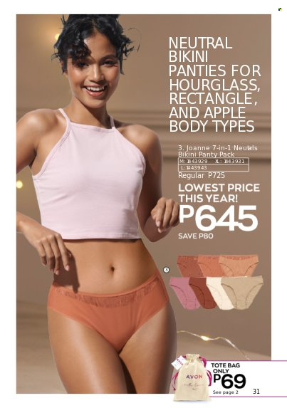 thumbnail - Avon offer  - 24.10.2022 - 31.12.2022 - Sales products - Avon, bag, tote, tote bag, bikini, panties. Page 31.