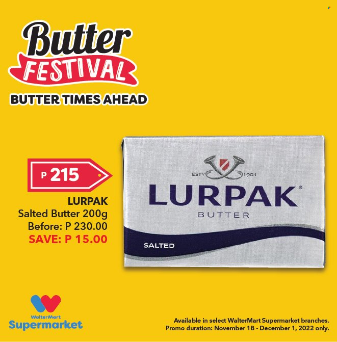 thumbnail - Walter Mart offer  - 18.11.2022 - 1.12.2022 - Sales products - butter, salted butter. Page 31.