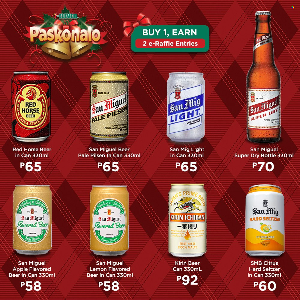 thumbnail - 7 Eleven offer  - Sales products - malt, Hard Seltzer, beer, San Miguel. Page 24.