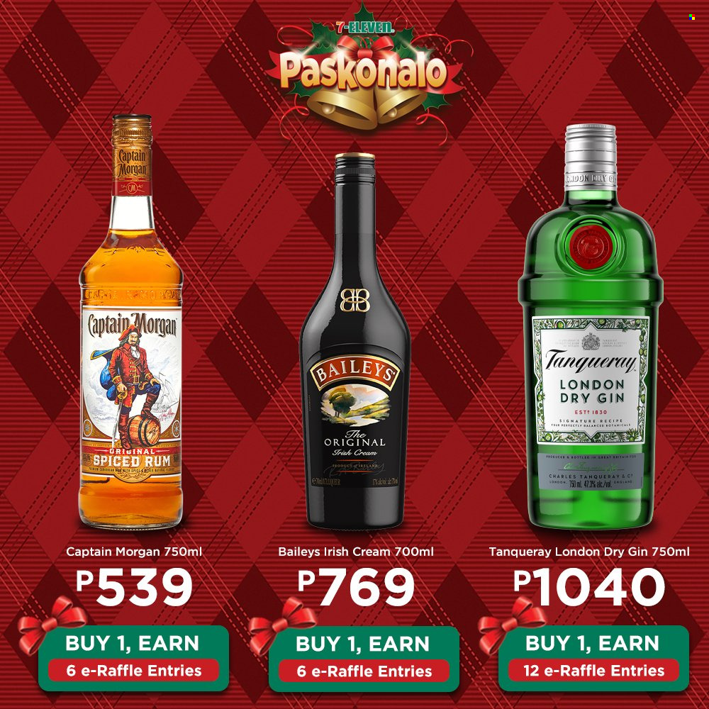thumbnail - 7 Eleven offer  - Sales products - Captain Morgan, gin, rum, spiced rum, irish cream, Baileys. Page 27.