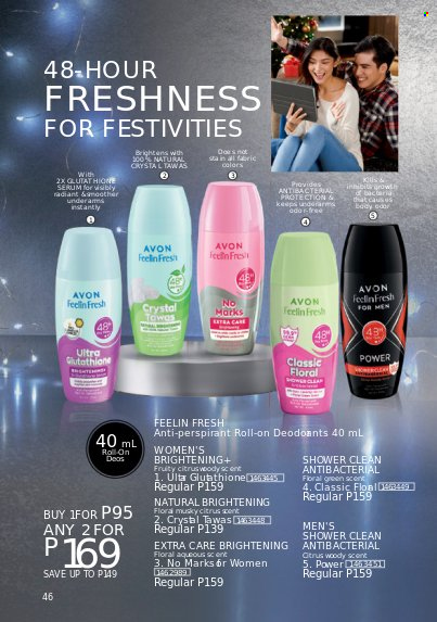 thumbnail - Avon offer  - 1.12.2022 - 31.12.2022 - Sales products - Avon, serum, anti-perspirant, roll-on, magnesium. Page 46.