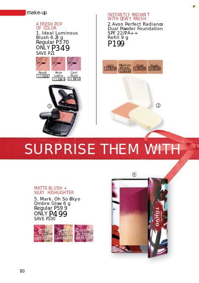 thumbnail - Avon offer  - 1.12.2022 - 31.12.2022 - Sales products - Avon, makeup, face powder, highlighter powder, powder foundation. Page 80.