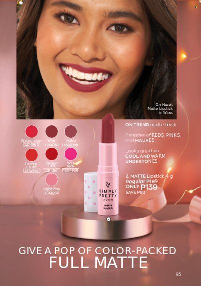 thumbnail - Avon offer  - 1.12.2022 - 31.12.2022 - Sales products - Avon, lipstick, shades. Page 85.