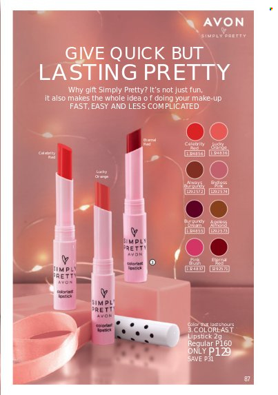 thumbnail - Avon offer  - 1.12.2022 - 31.12.2022 - Sales products - Avon, lipstick, makeup. Page 87.