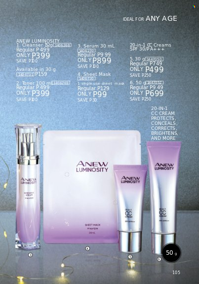 thumbnail - Avon offer  - 1.12.2022 - 31.12.2022 - Sales products - Anew, cleanser, serum, toner. Page 105.