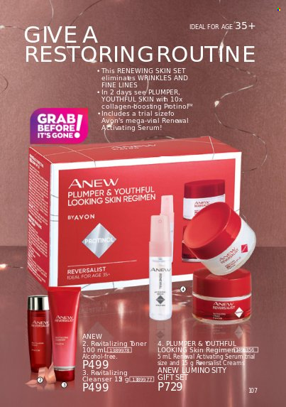 thumbnail - Avon offer  - 1.12.2022 - 31.12.2022 - Sales products - Avon, Anew, cleanser, serum, gift set. Page 107.