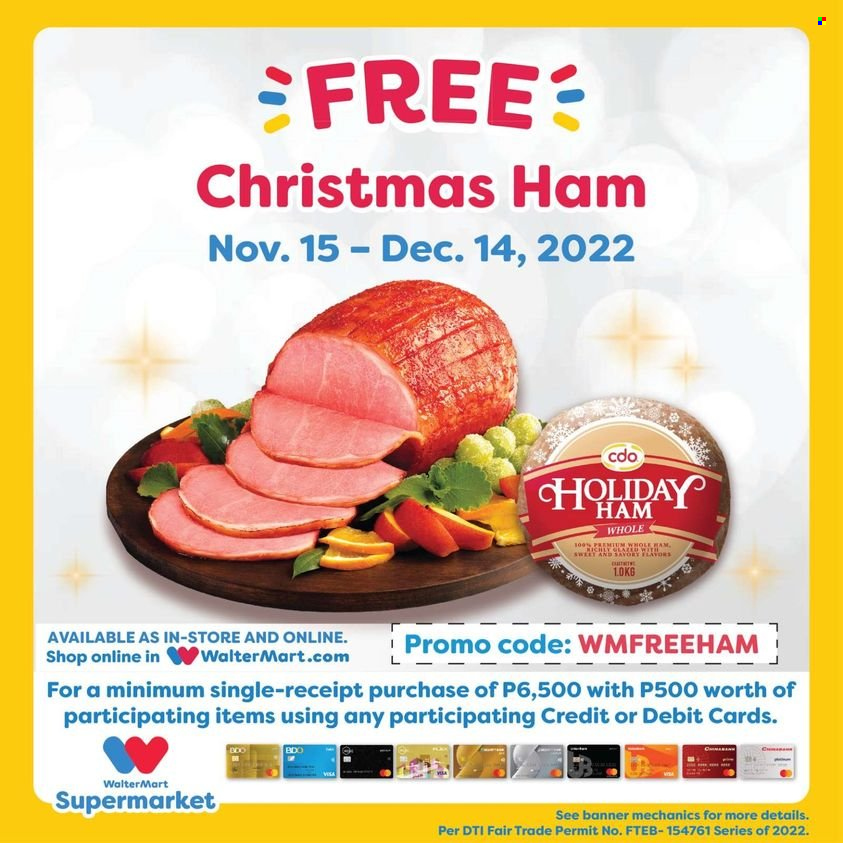 thumbnail - Walter Mart offer  - 15.11.2022 - 14.12.2022 - Sales products - ham. Page 1.