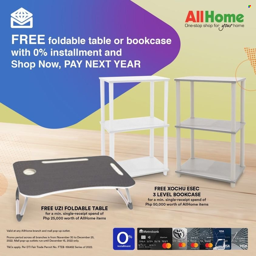 thumbnail - AllHome offer  - 30.11.2022 - 25.12.2022 - Sales products - table, bookcase. Page 1.