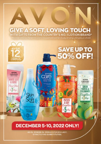 thumbnail - Avon offer  - 5.12.2022 - 10.12.2022 - Sales products - Avon, body lotion, body milk. Page 1.