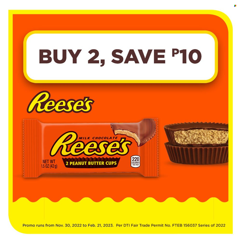 thumbnail - 7 Eleven offer  - 30.11.2022 - 21.2.2023 - Sales products - Reese's, milk chocolate, chocolate, peanut butter cups. Page 10.