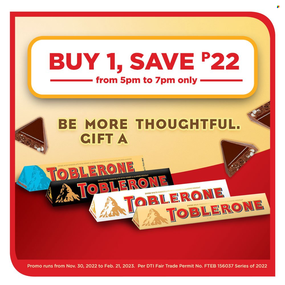 thumbnail - 7 Eleven offer  - 30.11.2022 - 21.2.2023 - Sales products - milk chocolate, white chocolate, chocolate, nougat, dark chocolate, Toblerone. Page 11.